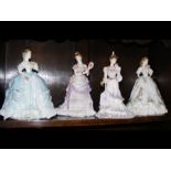 Four female figurines - Royal Worcester and Coalpo