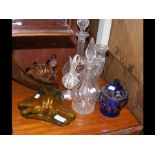 A selection of collectable glass including decant