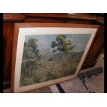 A large picture of landscape scene - framed and gl