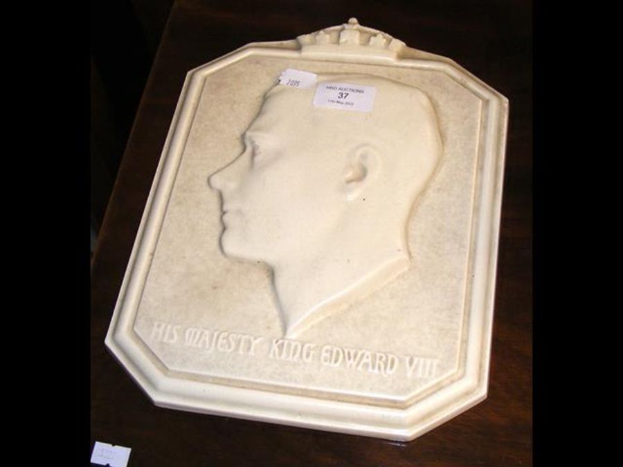 A Poole Pottery Creamware plaque depicting 'His Majesty