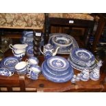 A selection of blue and white tableware