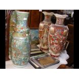 An Oriental Famille Verte floor vase - 64cms high,