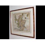 An Isaak Tirion coloured map of Scotland - framed