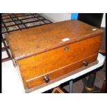 A small oak tool chest with drawer under