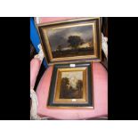 Two 19th century oil paintings of country scenes -