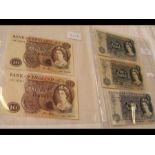 Three Fforde £5 notes together with two Fforde £10