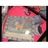 An embroidered square oriental panel - 31cm x 31cm