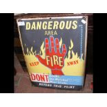 A vintage enamel sign - 'Keep Fire Away' - 50cm x