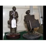 An Oriental bronze figure together with a bronze f