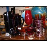 An assortment of mid century modern style glass -