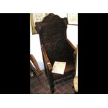A Victorian 17th century style chair with lunette