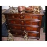 A late 17th/early 18th century oak chest of four d