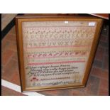 A 19th century sampler, dated 1840 - 55cm x 43cm