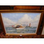 DERYCK FOSTER - an oil on board of fishing off The