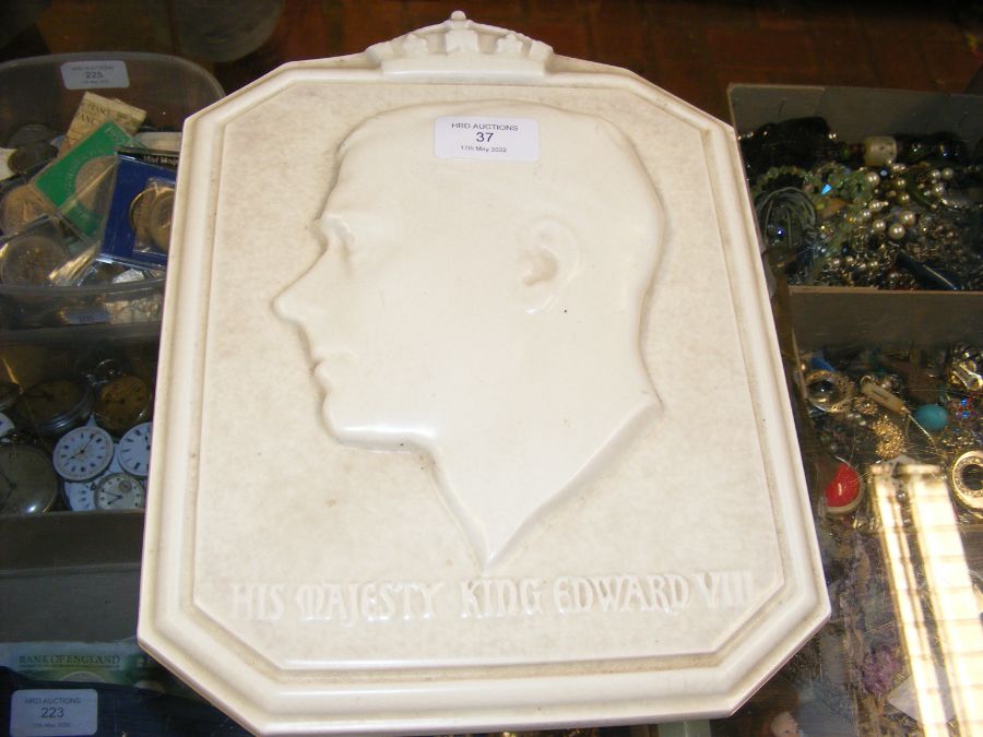 A Poole Pottery Creamware plaque depicting 'His Majesty - Image 2 of 8