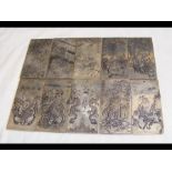 A selection of ten Oriental white metal scroll wei