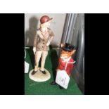 A Royal Doulton figure of fox together with a Goebel figure of horse rider