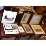 An assortment of original paintings and vintage ph