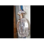 A silver mounted cut glass decanter - 27cms high