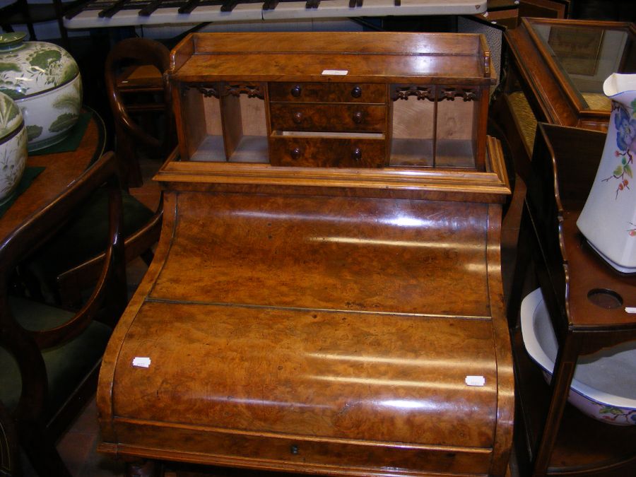 A Victorian walnut piano top Davenport with rising - Image 2 of 9