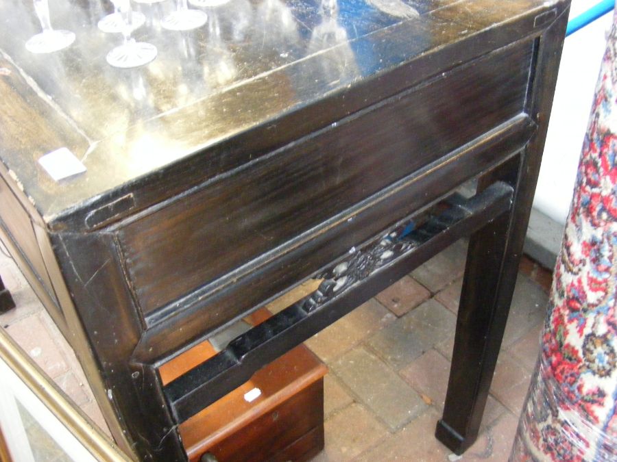 A Chinese hardwood side table with two drawers - w - Image 12 of 15