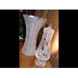 A Czech Bohemian cut crystal vase - Queen's lace p