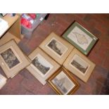 Assorted antique engravings and a George Brannon map