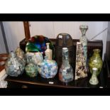 A collection of collage vases by local Isle of Wig