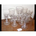 Various antique drinking glasses