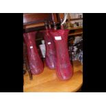 Three Alum Bay glass red flared vases