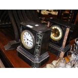 Two Victorian slate mantel clocks