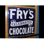 An antique enamel advertising sign for Fry's Choco
