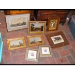 Selection of pictures, including antique oil of ca