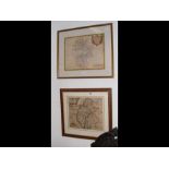 Antique hand coloured map of Cumbria, together wit