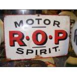 The matching 'ROP' Motor Spirit enamel sign - 40cm