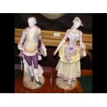A pair of 41cm high continental figures