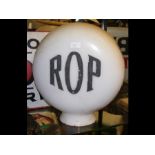 An original glass pump globe 'ROP' - circa 1950's