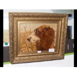 An antique dog portrait - monogrammed bottom left