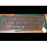 A bronze engine plate 'Litchfield Rural District C