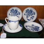 An early blue and white Worcester teacup and sauce