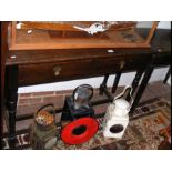 An oak two drawer side table