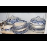 A blue and white dinner service