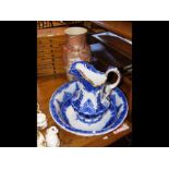 A Cauldron blue and white jug and toilet bowl, tog