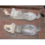 Two stoneware eagle figures - lacking plinths, hei