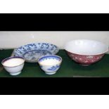 An oriental bowl with six character mark to base -