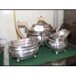 A three piece silver teaset with Sheffield hallmar