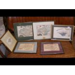 Six framed and glazed maps of the Isle of Wight, i