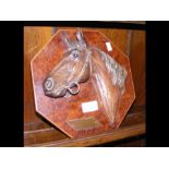 An interesting metal horse relief work plaque 'Cor