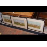 A set of three racing watercolours - unsigned - fr
