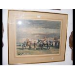 A coloured print of race horses 'After The Race'